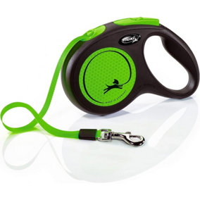 Flexi New Neon Tape Retractable Medium Green 5m Dog Leash/Lead 1-25kg