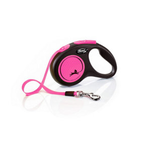 Flexi Small Neon Taped Retractable Dog Lead Neon Pink (5m)