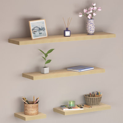 Floating Shelf With Coffee Mug Hooks Stained FREE SHIPPING 