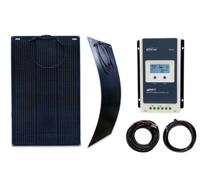 Flexible 100W Black Solar Panel with MPPT Charge Controller - K4
