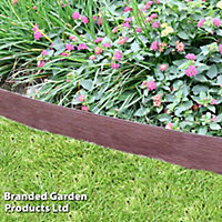 Flexible and Durable Plastic Garden Border Edging 10m Rolls 12.5cm Tall Easy Installation, Woodgrain Texture (Brown)