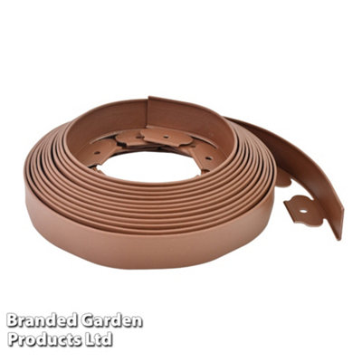 Flexible and Durable Plastic Garden Border Edging 10m Rolls 5cm Tall Easy Installation (Brown)