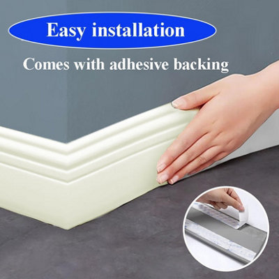 Flexible Baseboard Molding Trim, Peel and Stick Rubber Wall Base ...