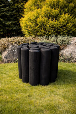 Flexible Black Timber Log Edging Rolls for Garden Flower Borders (H ...