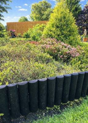 Flexible Black Timber Log Edging Rolls for Garden Flower Borders (H ...