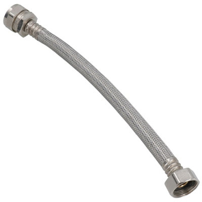 Flexible Compression Tap Connector 22mm x 3/4in 300mm Braided Stainless ...