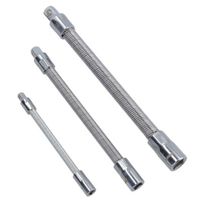 Flexible Flexi Extension Bar Adapter Set For Sockets Mixed Drive 1/4 - 1/2in 3pc