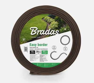 FLEXIBLE GARDEN BORDER GRASS LAWN PATH EDGING WITH PLASTIC PEGS 40mm Brown 10m + 20 Pegs