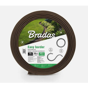 FLEXIBLE GARDEN BORDER GRASS LAWN PATH EDGING WITH PLASTIC PEGS 40mm Brown 10m + 20 Pegs