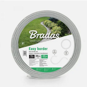 FLEXIBLE GARDEN BORDER GRASS LAWN PATH EDGING WITH PLASTIC PEGS 40mm Light Grey 10m + 20 Pegs