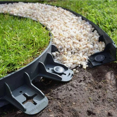 FLEXIBLE GARDEN BORDER GRASS LAWN PATH EDGING WITH PLASTIC PEGS 60mm Black  30m + 60 Pegs