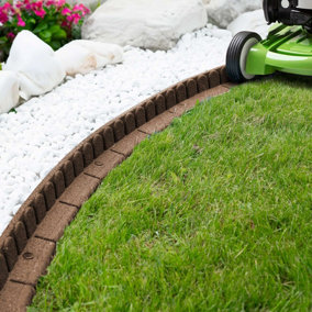 Flexible Garden Edging for Garden Borders - Lawn Edging for Pathways and Landscaping 1.2m Long Brown - Pack of 12