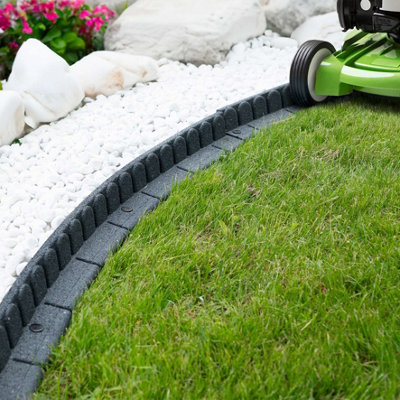 Flexible Garden Edging for Garden Borders - Lawn Edging for Pathways and Landscaping 1.2m Long Grey - Pack of 12