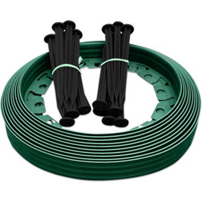 Flexible Green Garden Edging Border 10m-Complete with 20 Securing Pegs Perfect Flower Beds  Lawns and Pavement Design 60mm High