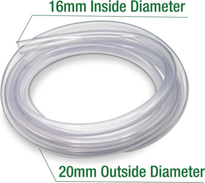 Flexible Hose 16mm Inside Diameter 20mm Outside Diameter- 4 Metres Clear PVC Food Grade Clear Plastic Tube Multipurpose PVC Pipe - 6