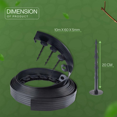 Flexible Lawn Edging 10M Plastic Garden Edging Strip Weather-Resistant ...