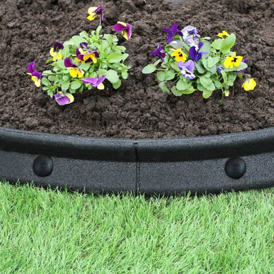 Flexible Lawn Edging Garden Border Grass Pathways Plot Flowerbed Raised Borders Rubber Artificial Grass Black Pack of 4x1.2m