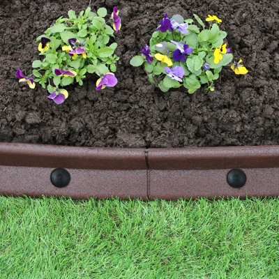 Flexible Lawn Edging Garden Border Grass Pathways Plot Flowerbed Raised Borders Rubber Artificial Grass Brown Pack of 6x1.2m