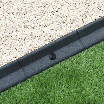 Flexible Lawn Edging Garden Border Grass Pathways Plot Flowerbed Raised Borders Rubber Artificial Grass Grey Pack of 4x1.2m