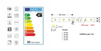 Flexible LED strip 30W 5 meters 300 LED - LED Colour Cold White - 3