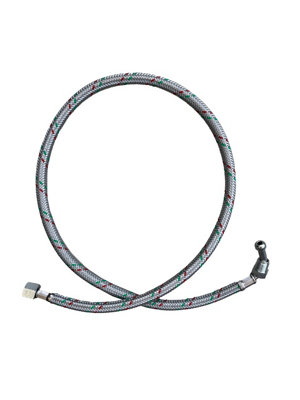 Flexible Oil Line Hose Braided 1/4" M 90 x 1/4" F Nut. 900mm Long Riello Compatable - 3