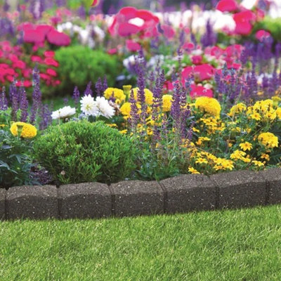 Flexible Rubber Garden Edging Lawn Border Brick Effect Path 120cm
