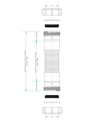 Flexible Waste Pipe Connector 1.1/2 Inch Outlet - 40mm Flexible Waste Pipe and Flexible Drain Pipe