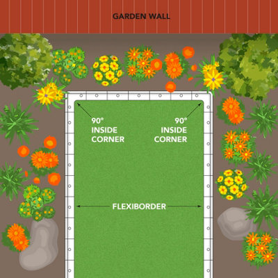 FlexiBorder 2 x 90 Degree Inside Corner Brown - Rubber Lawn Edging Border - Garden Edging Border for Grass Lawns