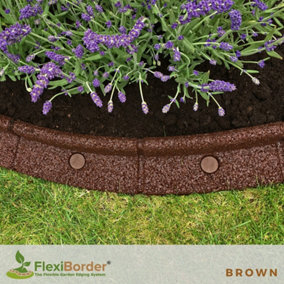 FlexiBorder Brown 6 x 1m Flexible Garden Edging for Garden Borders - Lawn Edging for Pathways and Landscaping