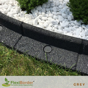 FlexiBorder Grey 2 x 1m Flexible Garden Edging for Garden Borders - Lawn Edging for Pathways and Landscaping