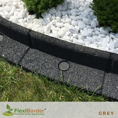 FlexiBorder Grey 6 x 1m Flexible Garden Edging for Garden Borders - Lawn Edging for Pathways and Landscaping