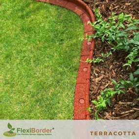FlexiBorder Terracotta 2 x 1m Flexible Garden Edging for Garden Borders - Pathways and Landscaping