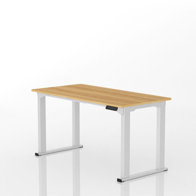 FlexiSpot Electrically Height-adjustable Desk 100kg Load Capacity in  White with 140x70cm Maple Desktop