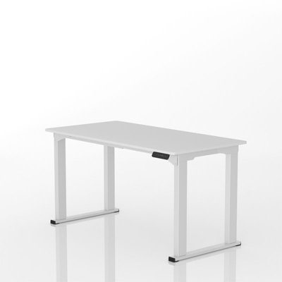 FlexiSpot Electrically Height-adjustable Desk 100kg Load Capacity with 140x70cm White Desktop White Desk Frame