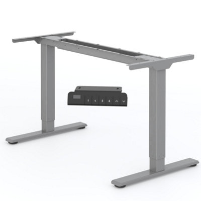 FlexiSpot Height Adjustable Standing Desk  Frame in Silver with Dual Motor and 100kg Load Capacity