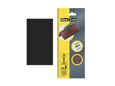 Flexovit 63642526326 1/2 Sanding Sheets Orbital Plain Coarse 50 Grit (Pack 10) FLV26326