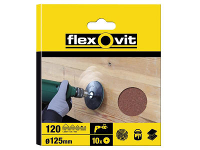 Flexovit 63642526377 Drill Mountable Disc 125mm Coarse 50G Pack 10 FLV26377