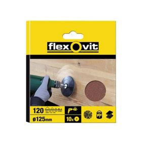 Flexovit 63642526383 Drill Mountable Disc 125mm Fine 120G Pack 10 FLV26383