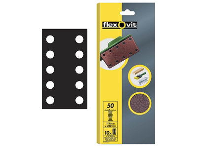 Flexovit 63642526499 1/2 Sanding Sheets Perforated Medium 80 Grit (Pack 10) FLV26499