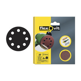 Flexovit 63642526707 Hook & Loop Sanding Disc 125mm Coarse 50G Pack 15 FLV26707