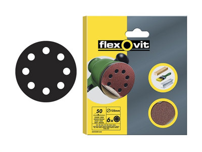 Flexovit 63642526709 Hook & Loop Sanding Disc 125mm Fine 120G Pack 15 FLV26709