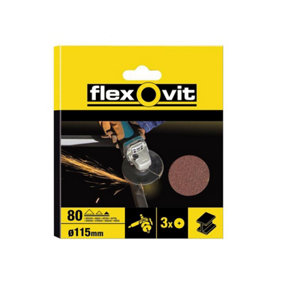 Flexovit 63642527534 Aluminium Oxide Fibre Disc 115mm Medium 50G Pack 3 FLV27534