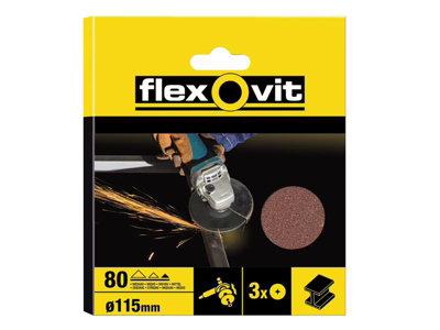Flexovit 63642527562 Aluminium Oxide Fibre Disc 115mm Fine 80G Pack 10 FLV27562