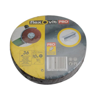 Flexovit Aluminium Oxide Fibre Disc 115mm Extra Coarse 36G (Pack 10)