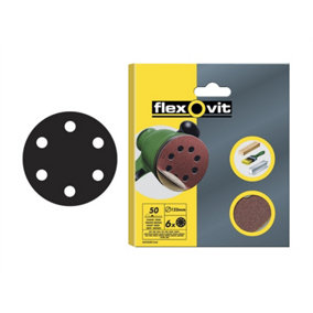 Flexovit - Hook & Loop Sanding Disc 150mm Coarse 50G (Pack 6)