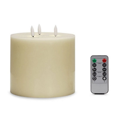 FLICKERING REAL WAX CANDLE LIGHTS FAKE FLAMELESS REMOTE CONTROL BATTERY ...