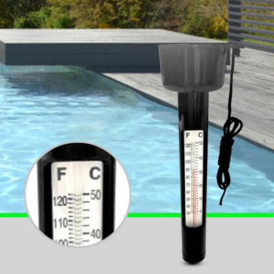 Floating pool thermometer water temperature tester black