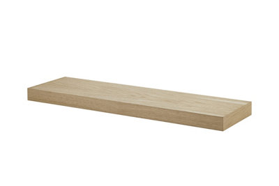 Floating Shelf Kit, Brushed Oak, 90x25x5cm