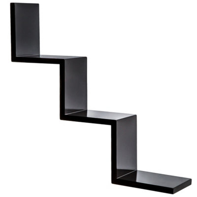 Floating Shelf Laura - retro design wall shelving unit - black