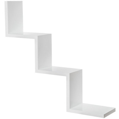 Floating Shelf Laura - retro design wall shelving unit - white